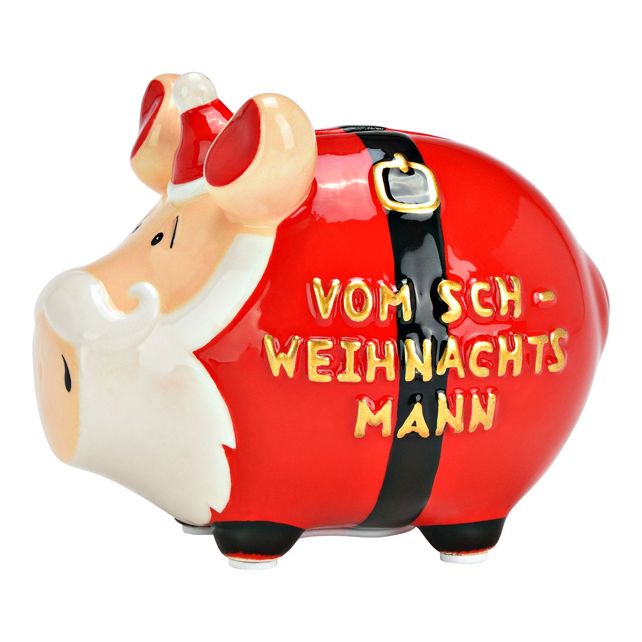 KCG Sparschwein ''Von Sch-Weihnachtsmann'' aus Keramik, Rot (B/H/T) 12x12x9cm Kleinschwein