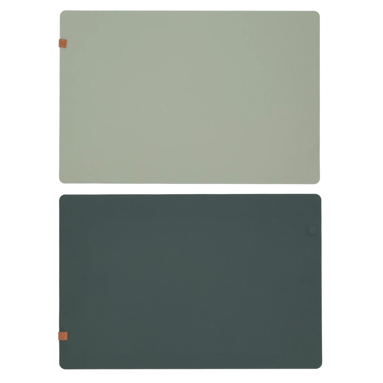 Tischset, Kunstleder, Salbeigrün, Dunkelgrün, Abgerundete Ecken
