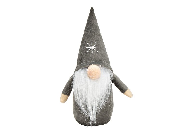 Gnome made of textile grey (W/H/D) 12x21x7cm