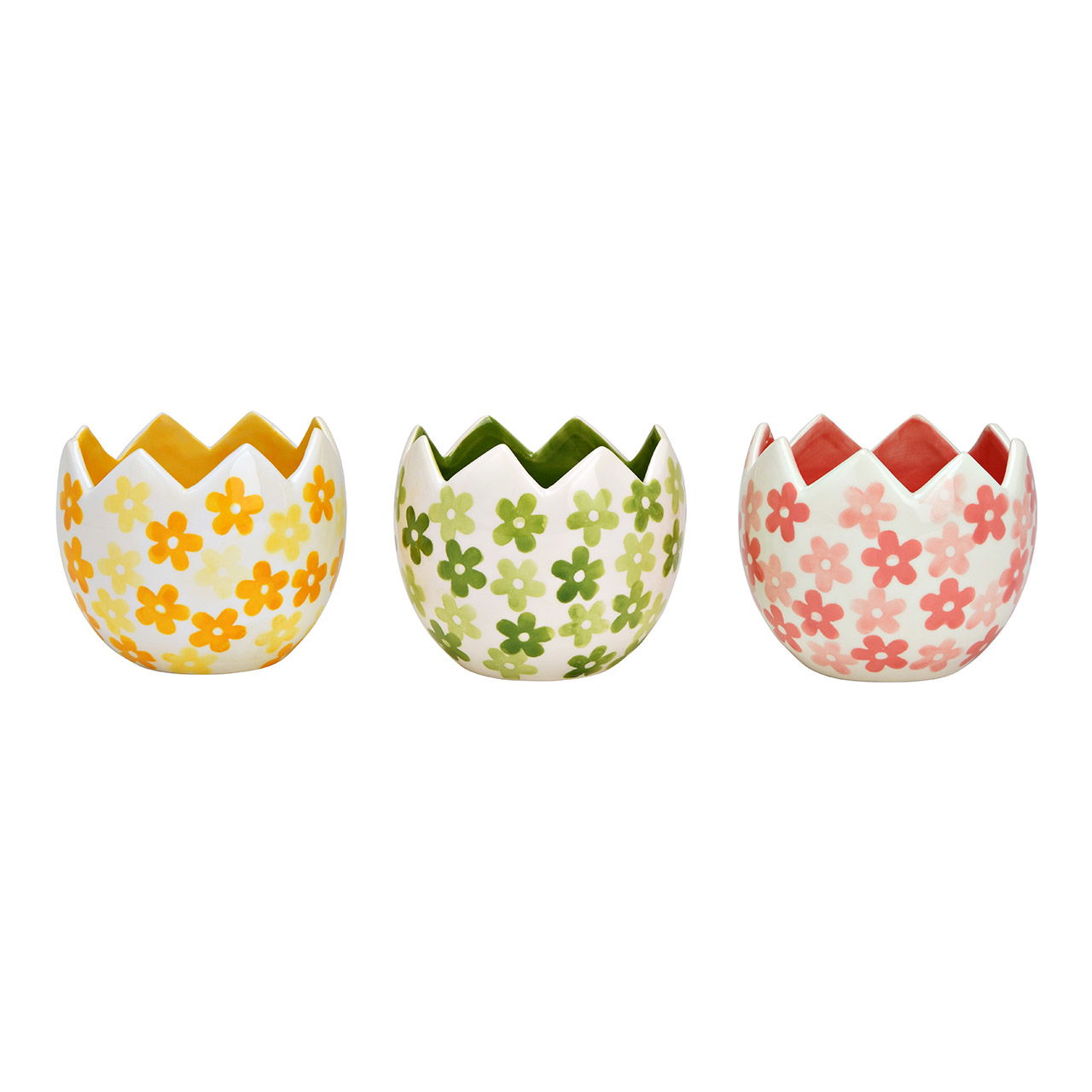 Flower pot flower decor made of ceramic colorful 3-fold, (W/H/D) 12x11x12cm