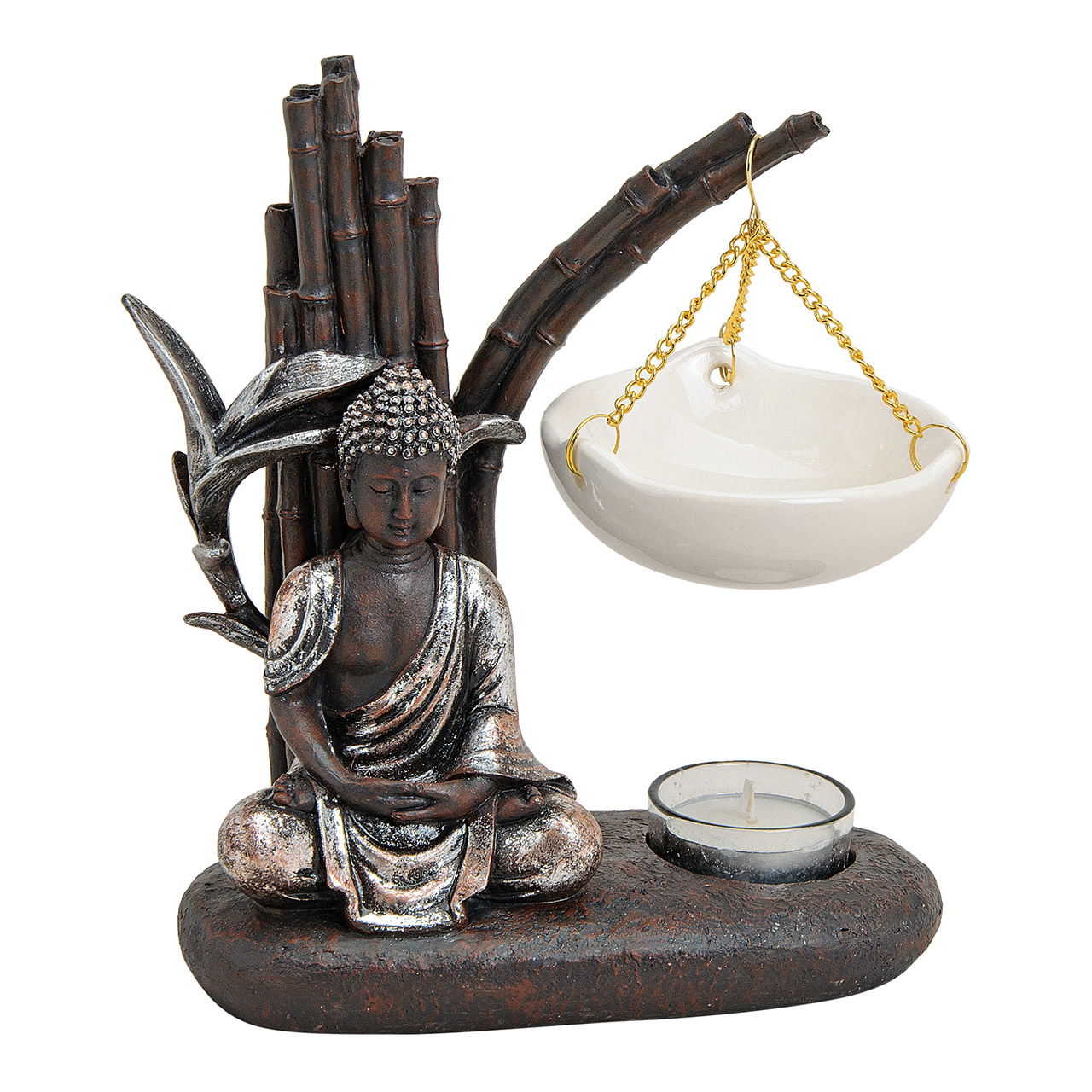 Duftlampe Buddha aus Poly/Keramik, B19 x T8 x H20 cm Duftlampe Buddha aus Poly/Keramik, B19 x T8 x H20 cm