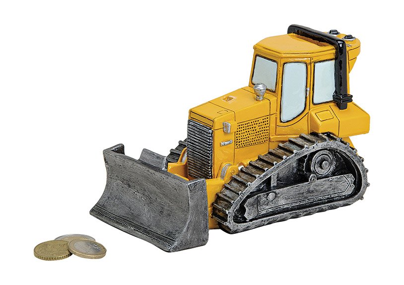 Salvadanaio bulldozer in poli, L17 x P8 x H11 cm
