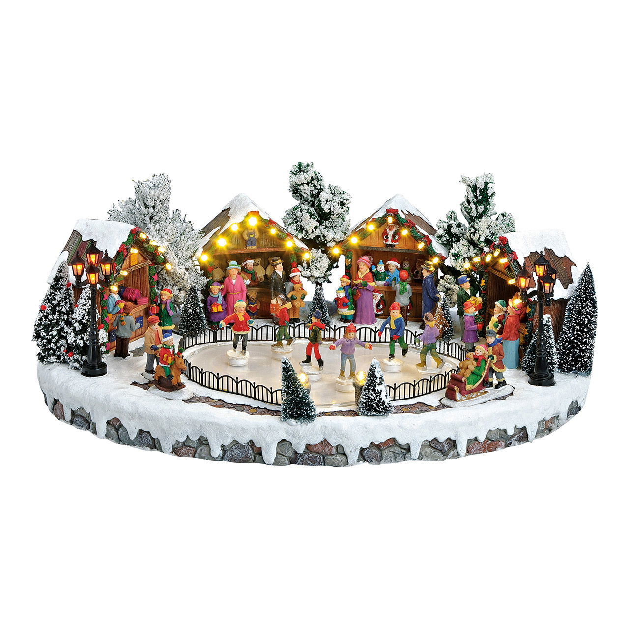 Scène d'hiver, avec lumière, musique, mouvement. patineur, en poly, 44x18x30cm Scène d'hiver, avec lumière, musique, mouvement. patineur, en poly, 44x18x30cm