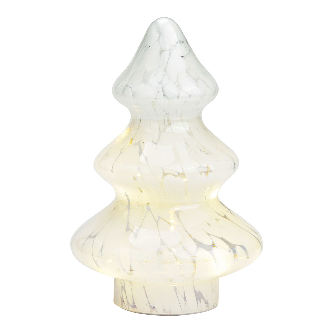 Sapin avec 10 LED avec 16/8 minuterie en verre blanc (L/H/P) 14x20x14cm, 2xAAA exclus