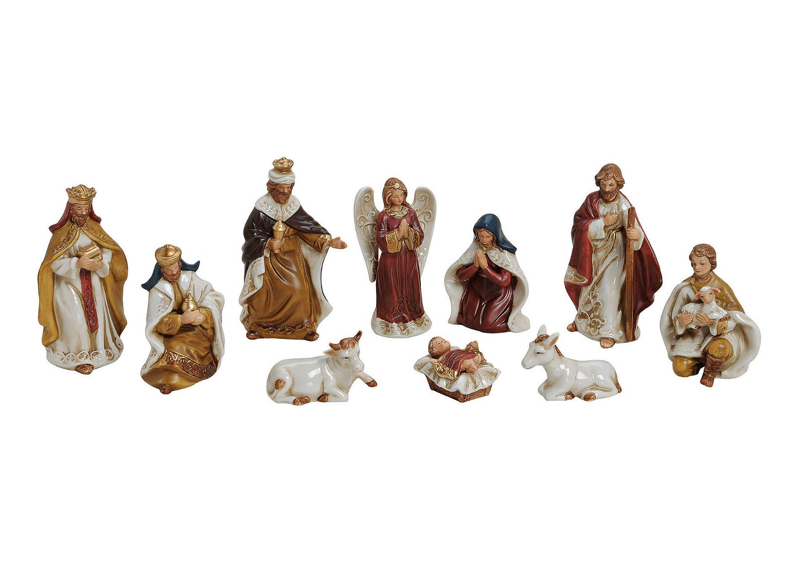 Krippen-Figuren-Set aus Porzellan, 10-teilig, 5-12 cm