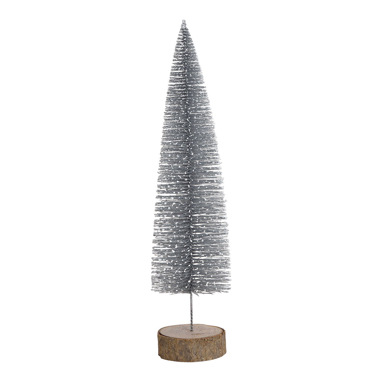 Tannenbaum auf Baumstamm mit Glitter aus Kunststoff Silber (B/H/T) 10x34x10cm Tannenbaum auf Baumstamm mit Glitter aus Kunststoff Silber (B/H/T) 10x34x10cm