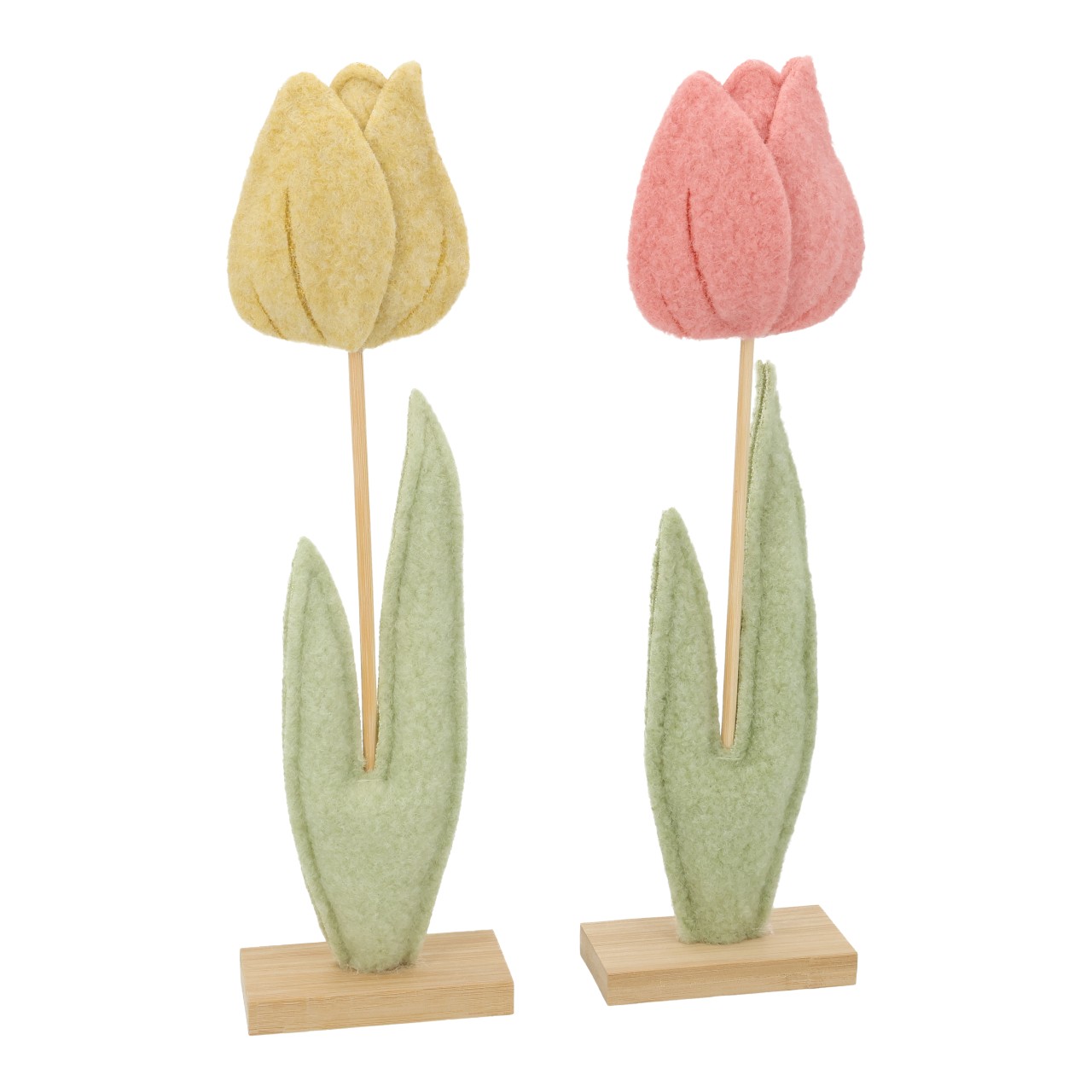 Aufsteller Blume aus Filz Gelb 2-fach sortiert (B/H/T) 9x32x4cm Tulpe, Wolkenfaser, Kunstblume, Dekoration, Stoffblume