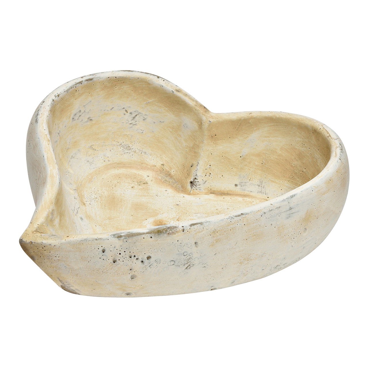 Cement flower pot heart beige (W/H/D) 21x7x21cm