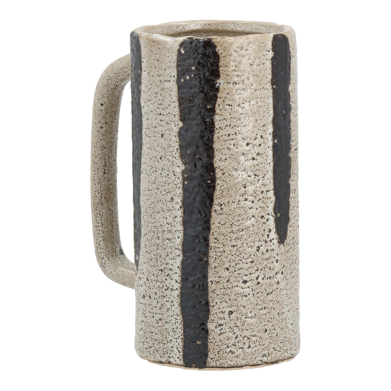 Aardewerk vaas Beige (B/H/D) 12x17x9cm Keramischer Krug, Becher, Ton-in-Ton, Streifenmuster, matte Glasur