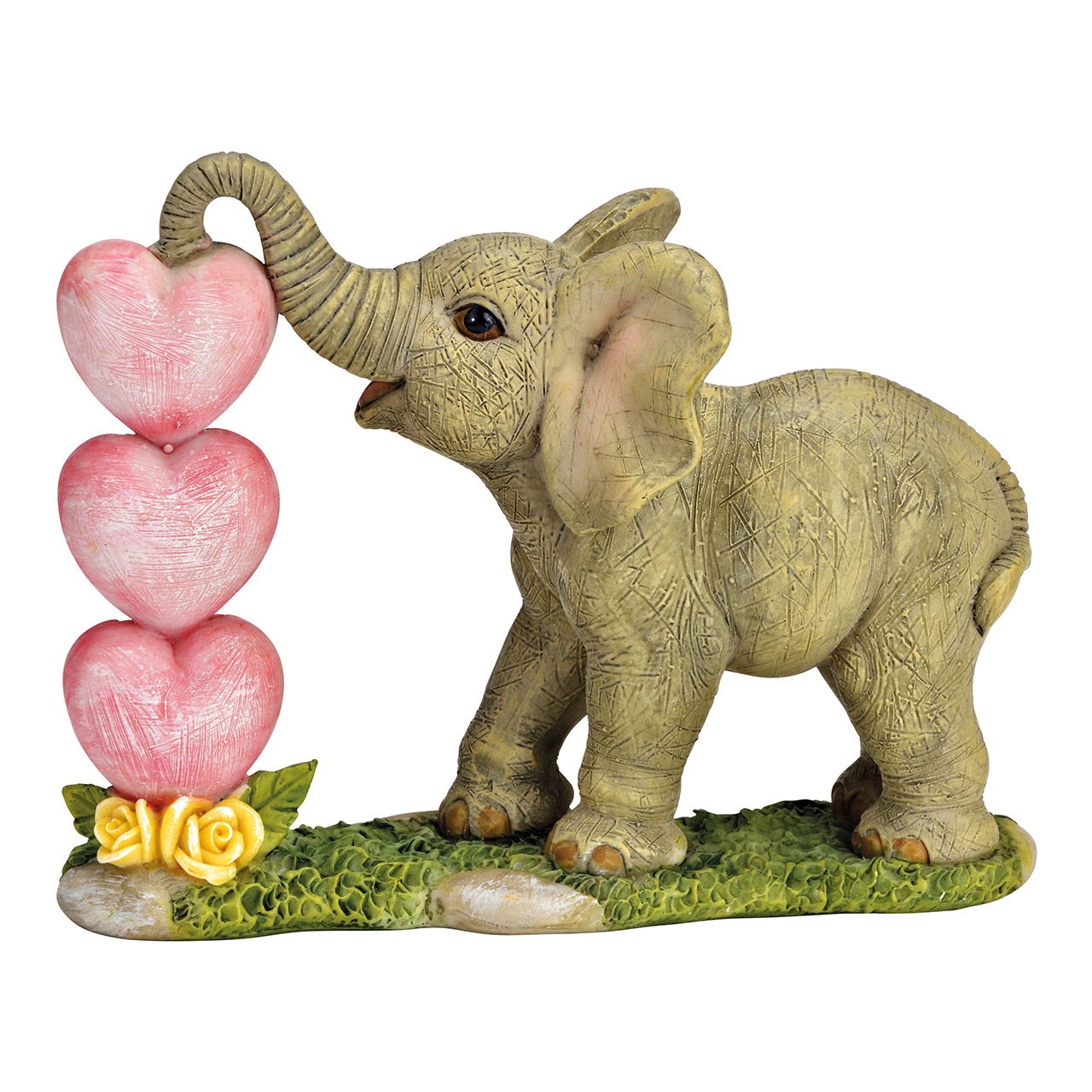 Elefant mit Herz aus Poly grau (B/H/T) 14x11x7cm Elefant mit Herz aus Poly grau (B/H/T) 14x11x7cm