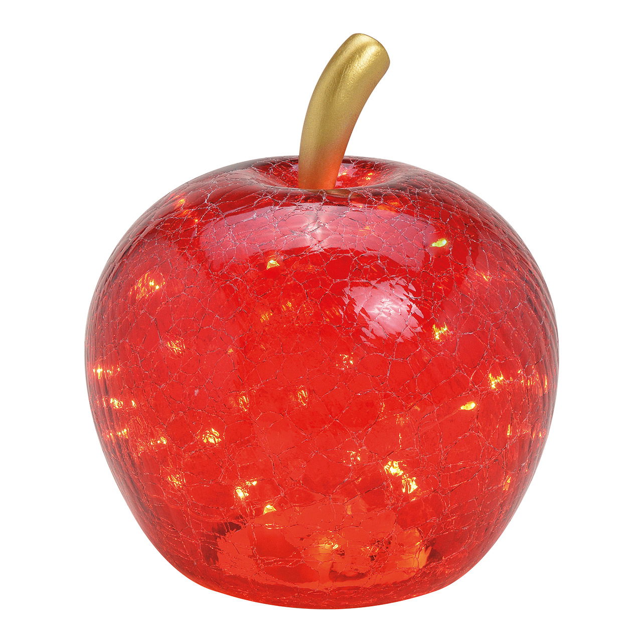 Pomme avec 40 LED, avec minuterie, en verre rouge (L/H/P) 27x30x27cm