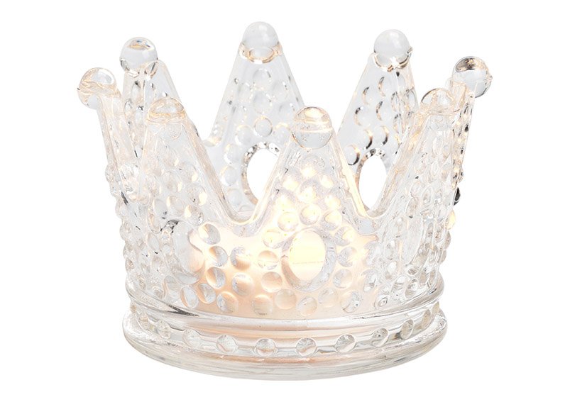 Bougeoir couronne en verre transparent (L/H/P) 12x8x12cm