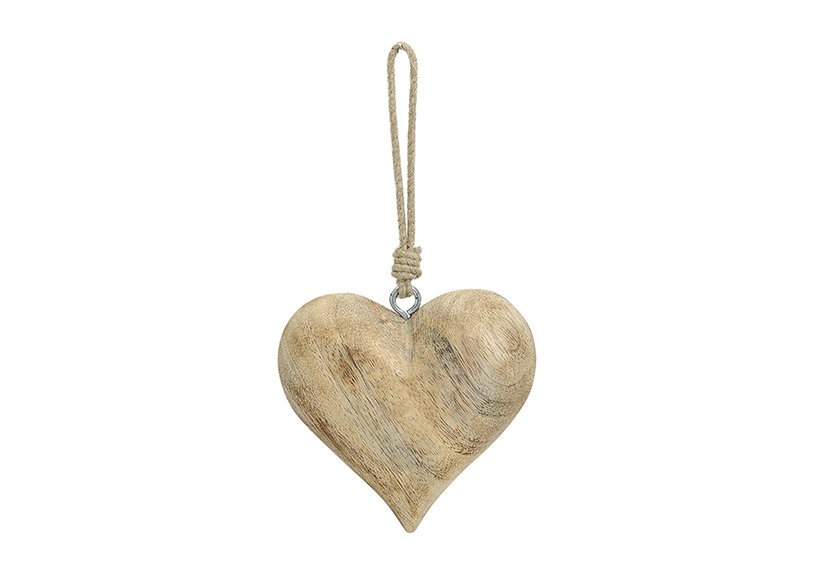 Suspension cœur en bois marron, 12 cm