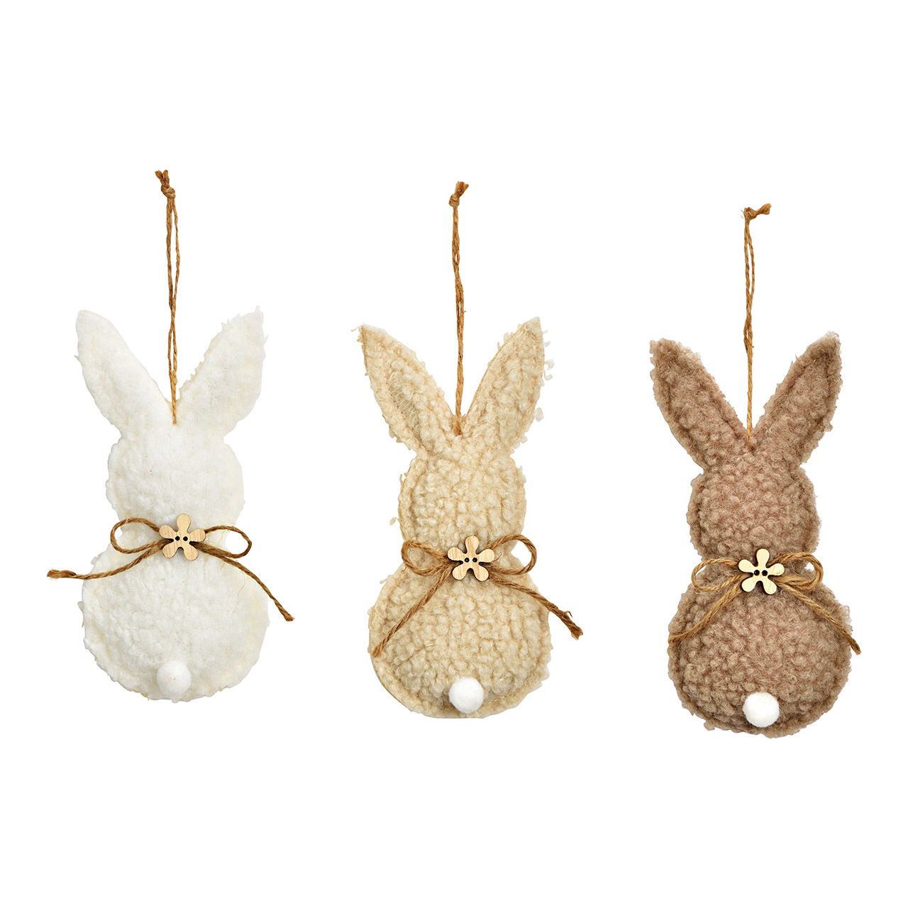 Suspension lapin en textile naturel 3 fois, (L/H/P) 7x15x2cm