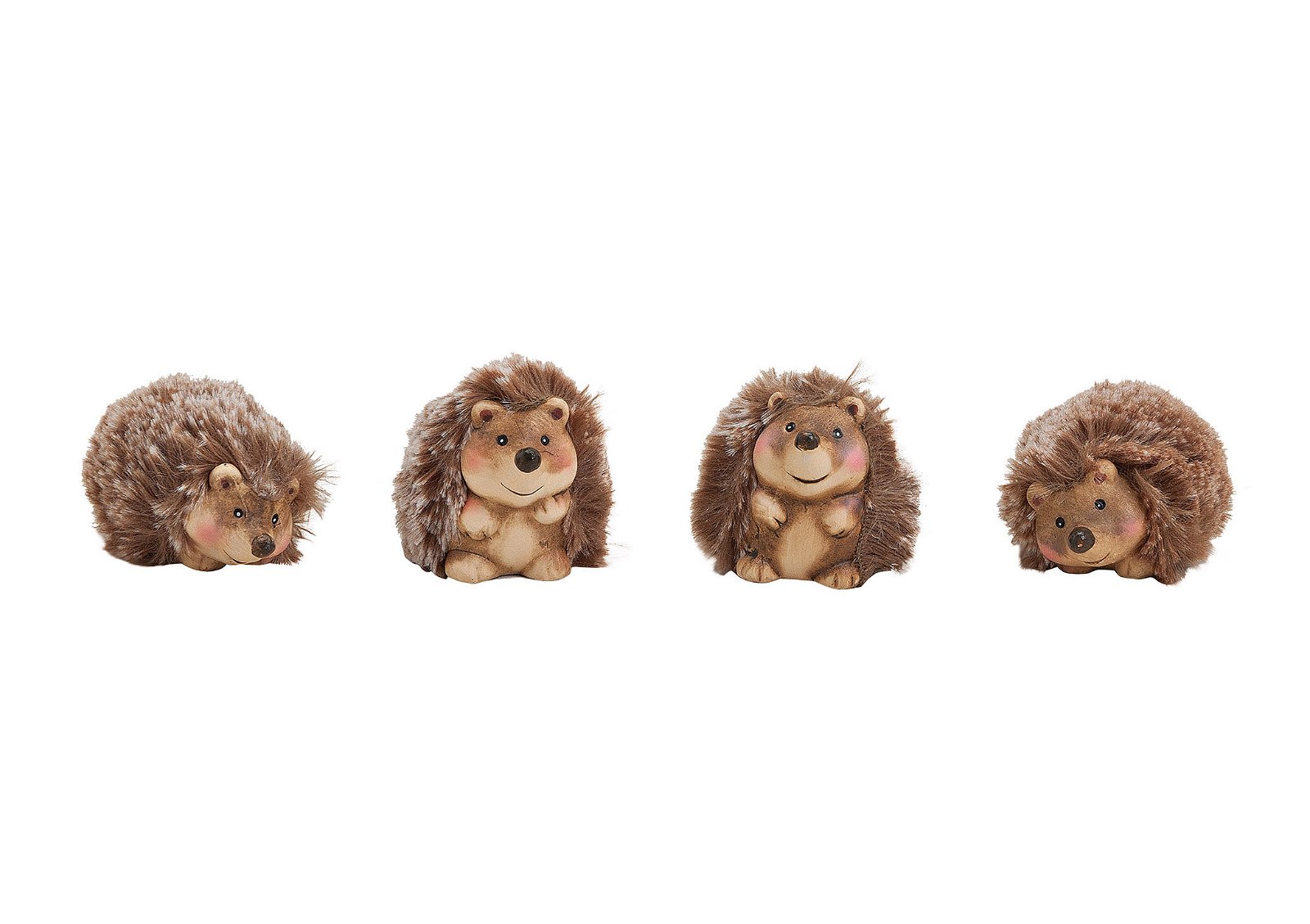 Hedgehog w. clay/artifical fur assorted 5x4x5cm