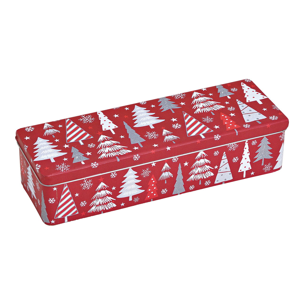 Dose Tannenbaum aus Metall Rot (B/H/T) 29x7x10cm