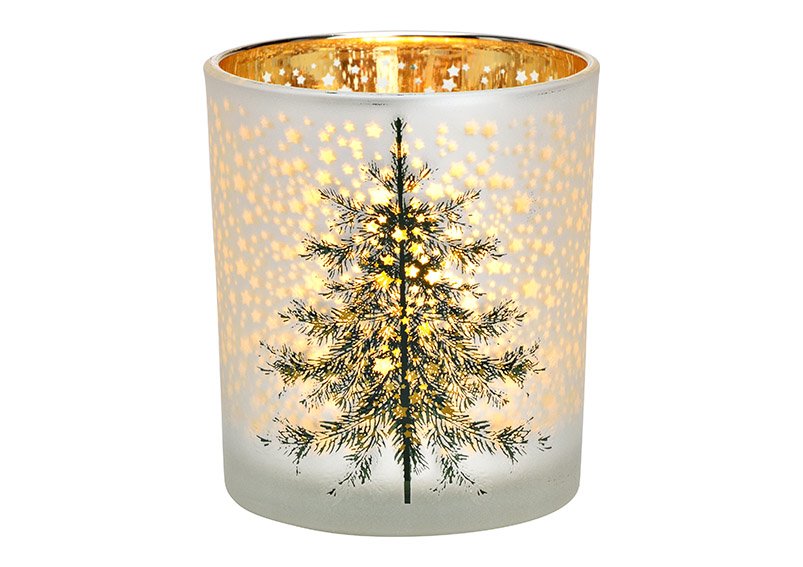 Lanterna ad albero di Natale in vetro bianco (L/H/D) 9x10x9cm