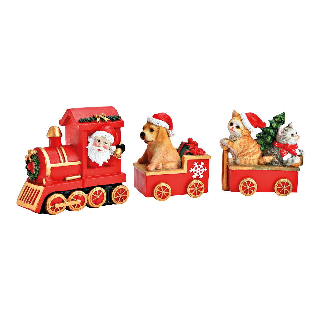 Set di 3 trenini di Natale, in polietilene (L/H/D) 34x14x10cm