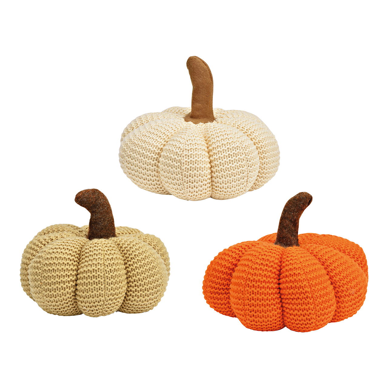 Pumpkin made of textile beige, cream, orange 3-fold, (W/H/D) 26x19x26cm