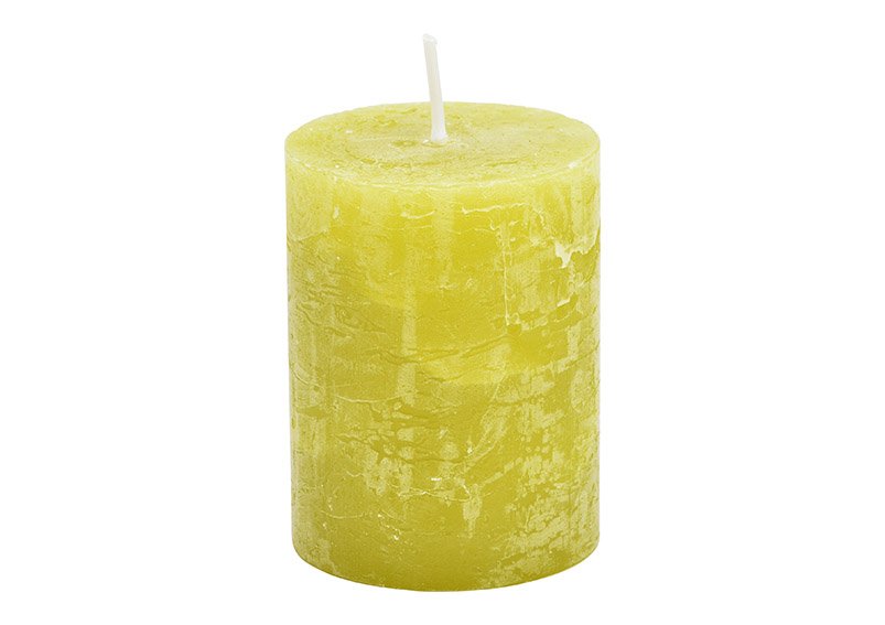 Candle 6,8x9x6,8cm wax olive light green 