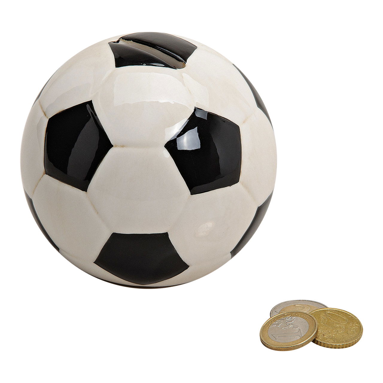 Ceramic soccer money box. W10 x D10 cm Ceramic soccer money box. W10 x D10 cm