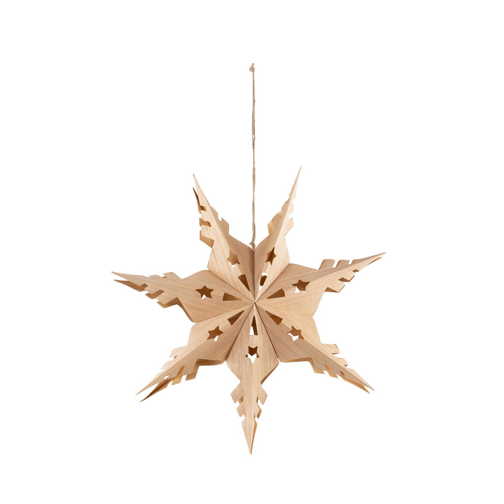 Faltstern, Holz/Papier, 30cm, 1 Stck, hellbraun Blatt, Pflanze, Ahornblatt