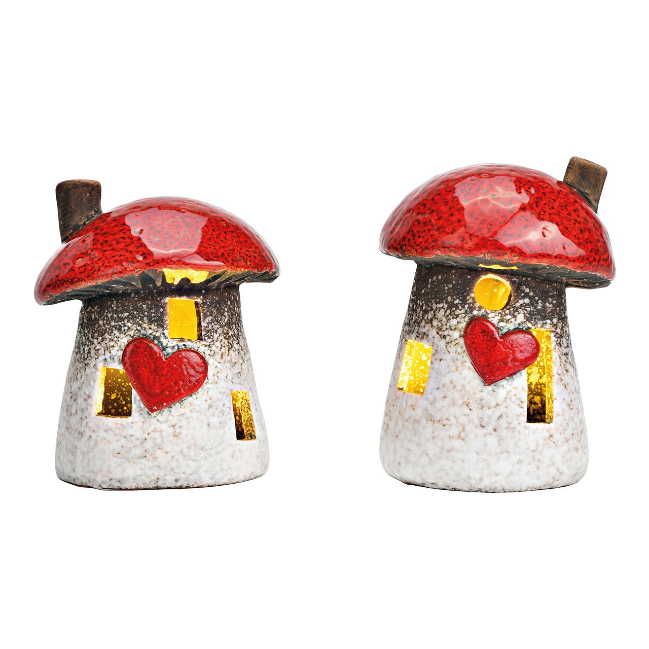 LED lantern mushroom made of ceramic, 2-fold, red/white (W/H/D) 8x11x8 cm LED lantern mushroom made of ceramic, 2-fold, red/white (W/H/D) 8x11x8 cm