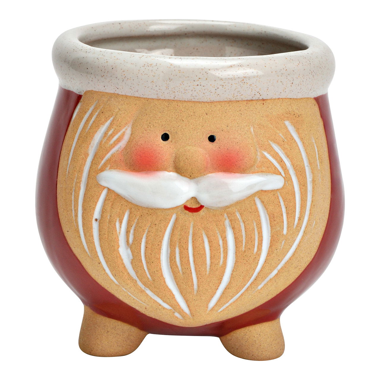 Flower pot with Santa Claus design made of stoneware, red (W/H/D) 8x8x8cm