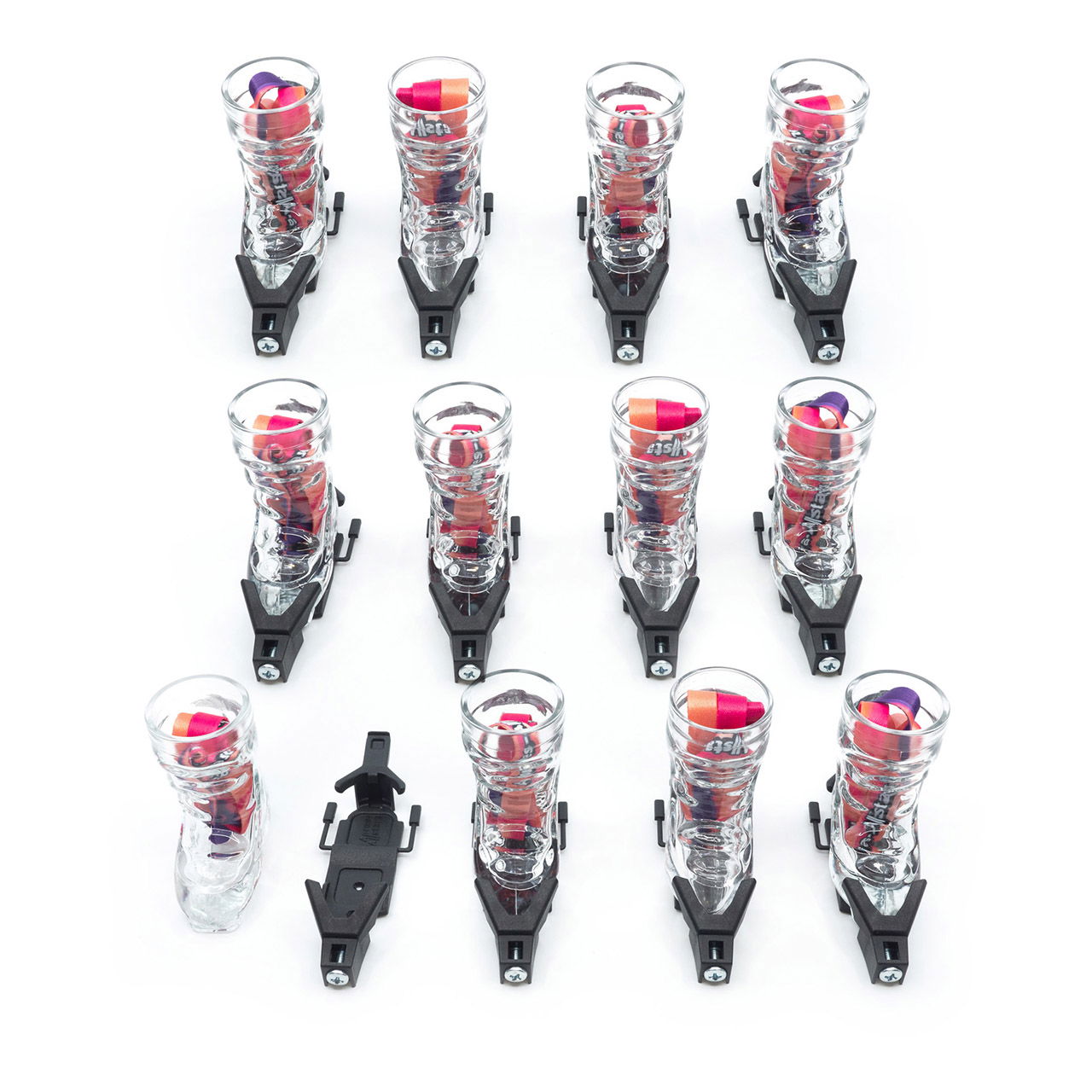 Vaso de chupito para botas de esquí Apres-Allstars 4cl con atadura/cinta de vidrio, juego de 12, negro (A/A/P) 69x36x74mm/110x38x24mm Stiefel, Kleidung, Schuhwerk, Spielzeug
