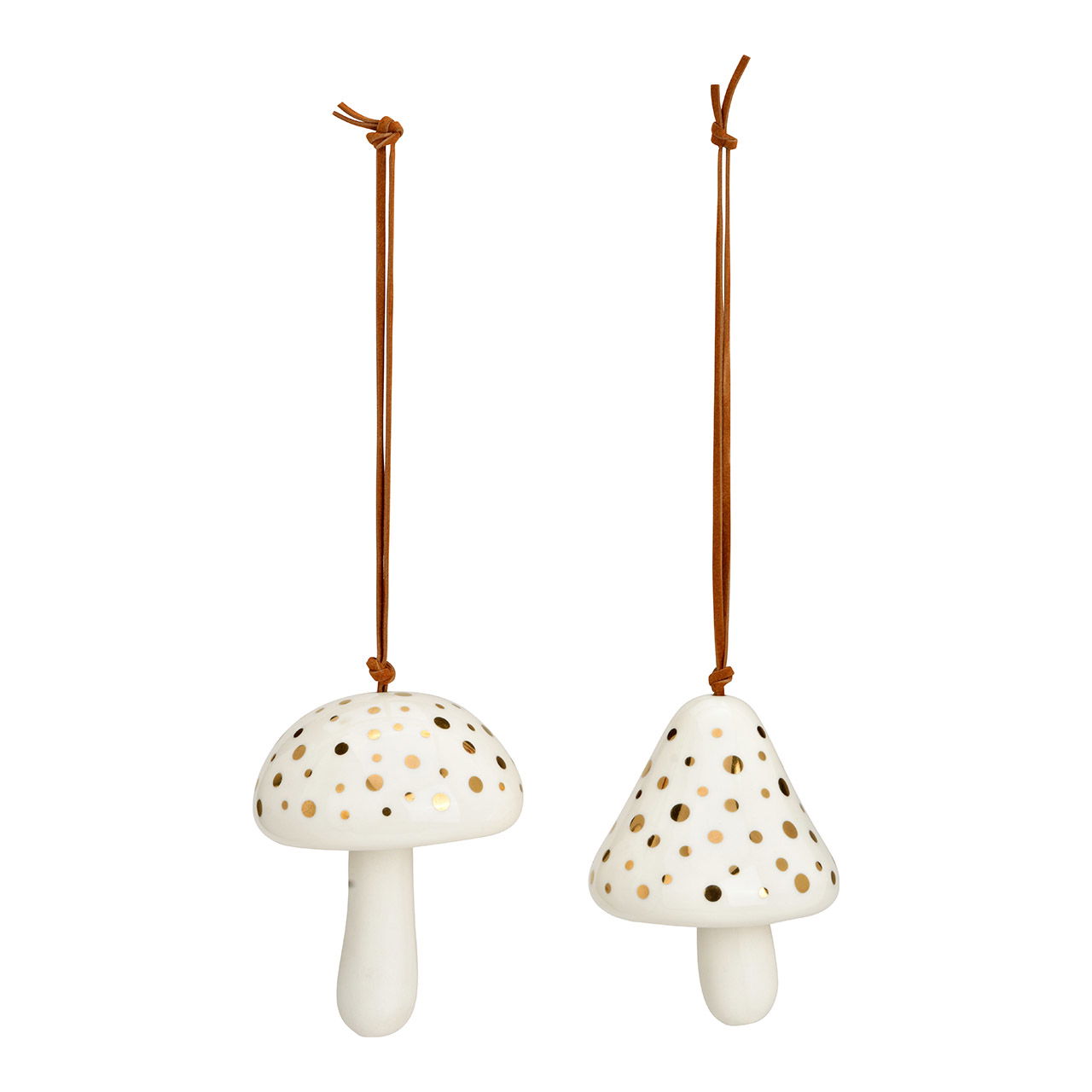 Suspension champignon en porcelaine, 2 fois, blanc (L/H/P) 6x8x6cm