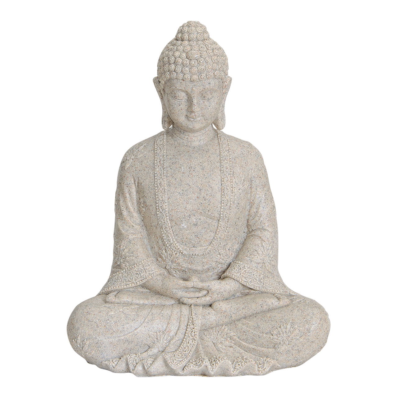 Bouddha beige en poly, L19 x P13 x H23 cm