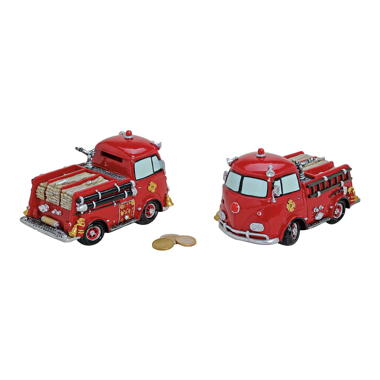 Tirelire camion de pompier en poly, L17 x P10 x H11 cm Tirelire camion de pompier en poly, L17 x P10 x H11 cm