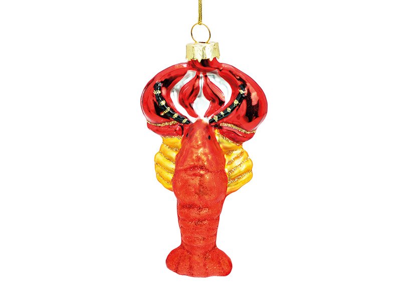 Weihnachtshänger Lobster aus Glas Rot (B/H/T) 5x10x3cm