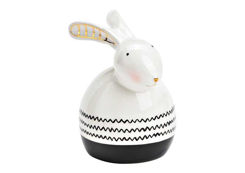 Bunny ceramic white, black, gold (W/H/D) 8x11x8cm