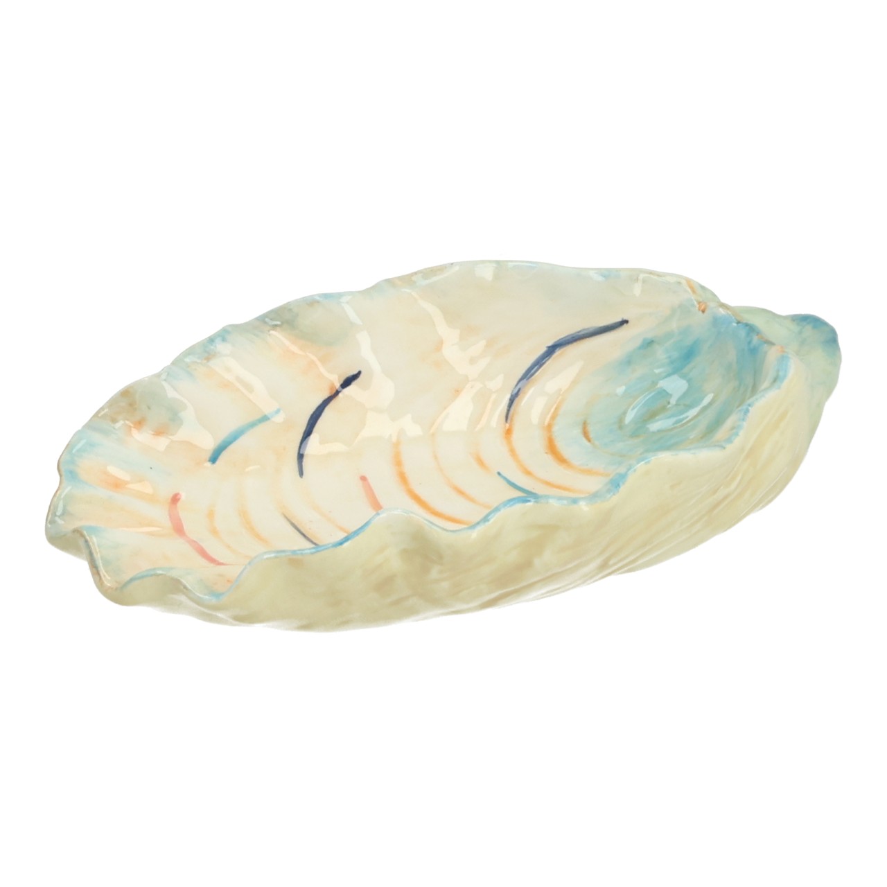Deco Teller Muschel aus Keramik Bunt (B/H/T) 19x4x11cm Schale, Muschelform, Pastellfarben, Dekoschale, Keramik