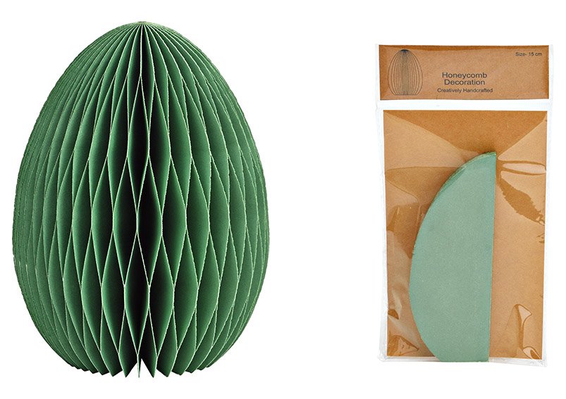 Huevo de Pascua de nido de abeja de papel/cartón verde (A/A/P) 11x15x11cm