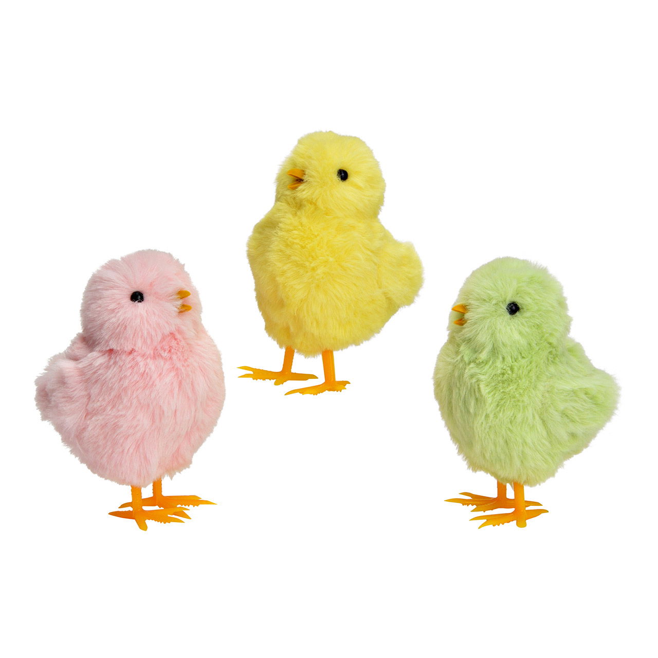 Poulet en textile, 3 plis, jaune/rose/vert (L/H/P) 9x11x6cm Tier, Vogel