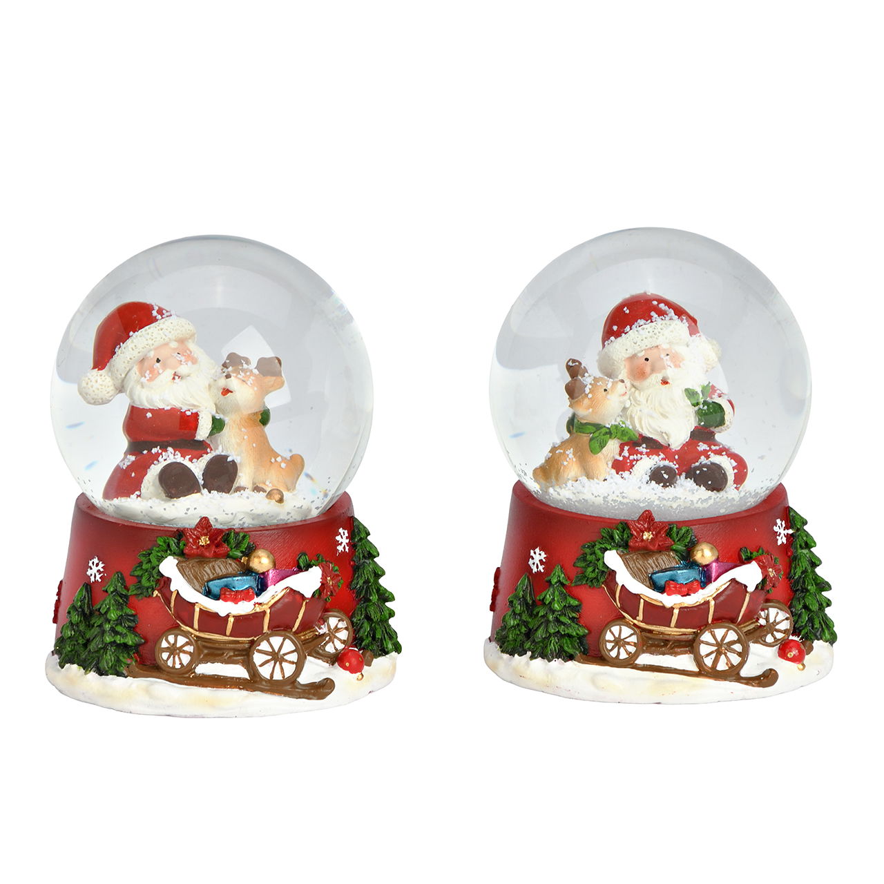 Schneekugel Weihnachtsmann aus Poly/Glas Bunt 2-fach sortiert (B/H/T) 7x9x7cm Sahne, Nachtisch, Essen, Zuckerguss, Geburtstagstorte