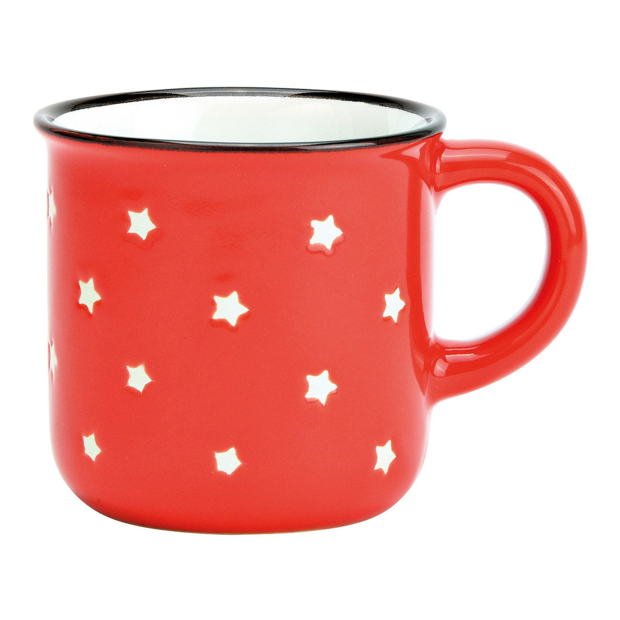 Stoneware espresso star mug red (W/H/D) 6x6x6cm 130ml