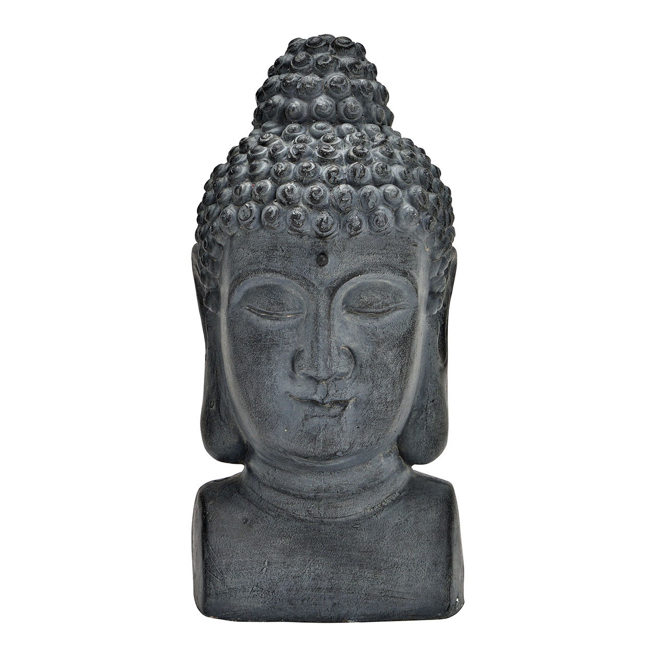 Tête de bouddha en poly gris (L/H/P) 15x31x16cm Tête de bouddha en poly gris (L/H/P) 15x31x16cm