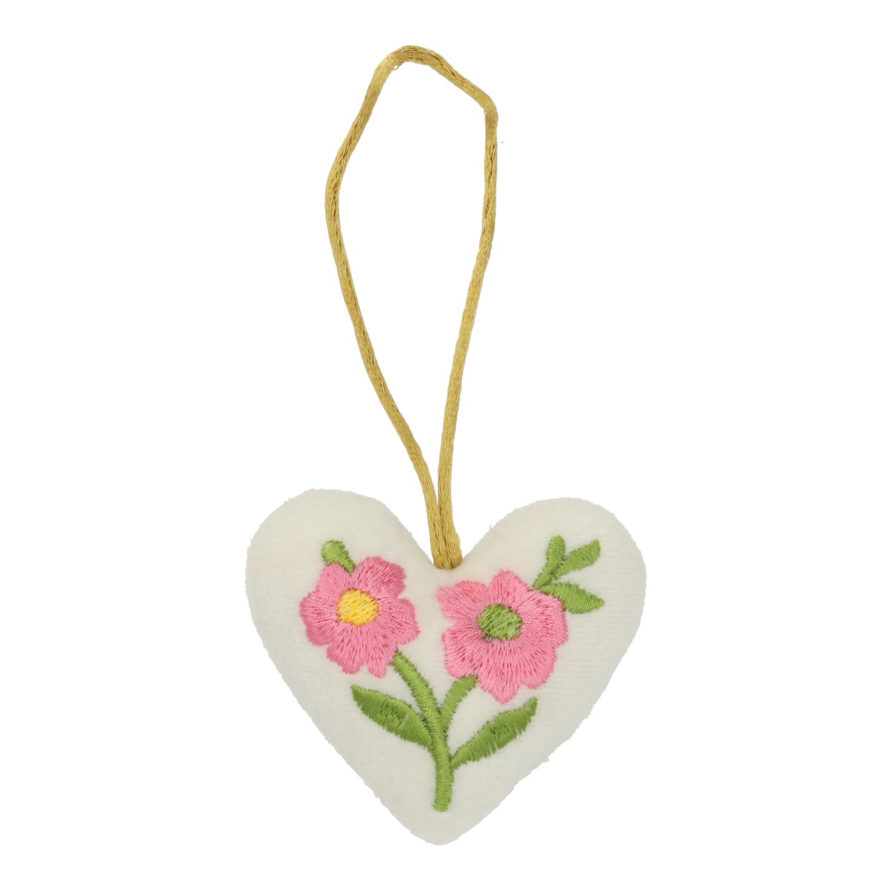 Appendino cuore fiori decoro 40 pezzi in vetro in tessuto bianco (L/H/D) 8x8x3cm Kissenherzen, Stoffherzen, Blumenmuster, Juteschnur, Glasglasur
