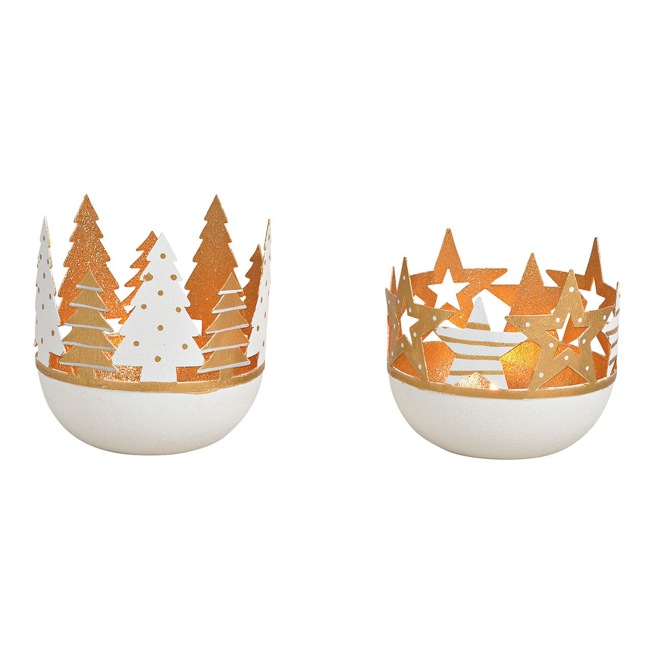 Windlicht Baum, Stern Dekor aus Metall Gold 2-fach, (B/H/T) 8x8x8cm Windlicht Baum, Stern Dekor aus Metall Gold 2-fach, (B/H/T) 8x8x8cm