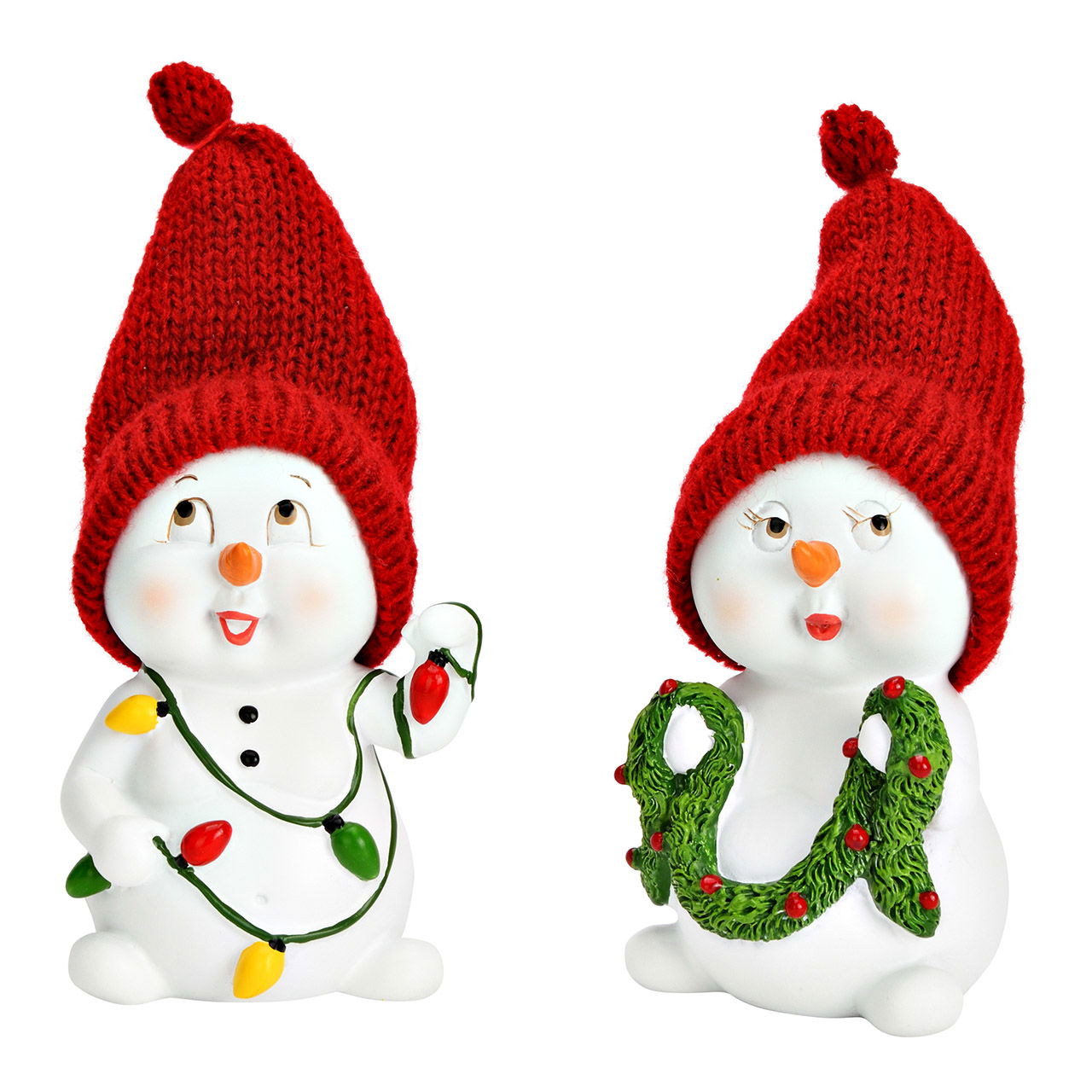 Schneemann mit Mütze aus Poly, 2-fach, Weiß/Rot (B/H/T) 6x11x6cm Schneemann mit Mütze aus Poly, 2-fach, Weiß/Rot (B/H/T) 6x11x6cm
