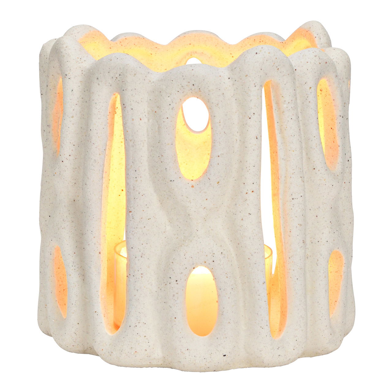 Ceramic wind light, white (W/H/D) 11x11x11cm