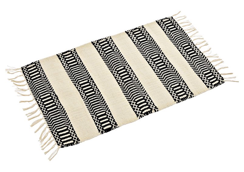 Teppich aus Baumwolle Schwarz, weiß (B/H) 80x47cm