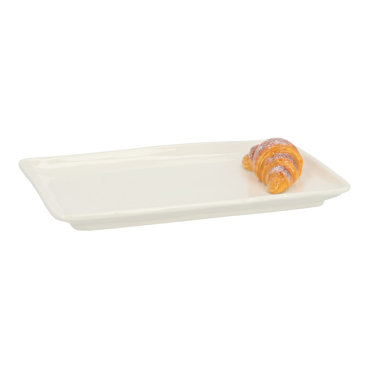 Assiette « Croissant » en porcelaine blanche (L/H/P) 23 x 4 x 13 cm Speiseteller, Keramik, Rechteckig, Weiß, Croissant
