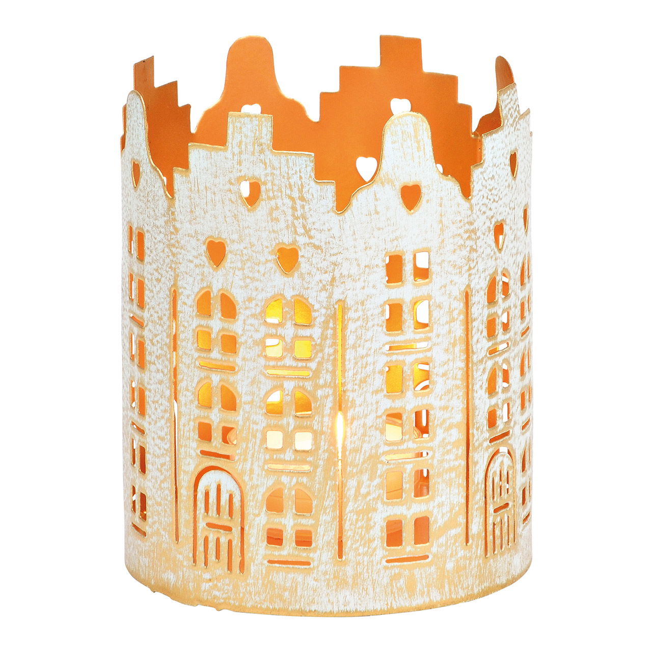 Windlicht aus Metall Antik Finish weiß, gold (B/H/T) 8x10x8cm Windlicht aus Metall Antik Finish weiß, gold (B/H/T) 8x10x8cm