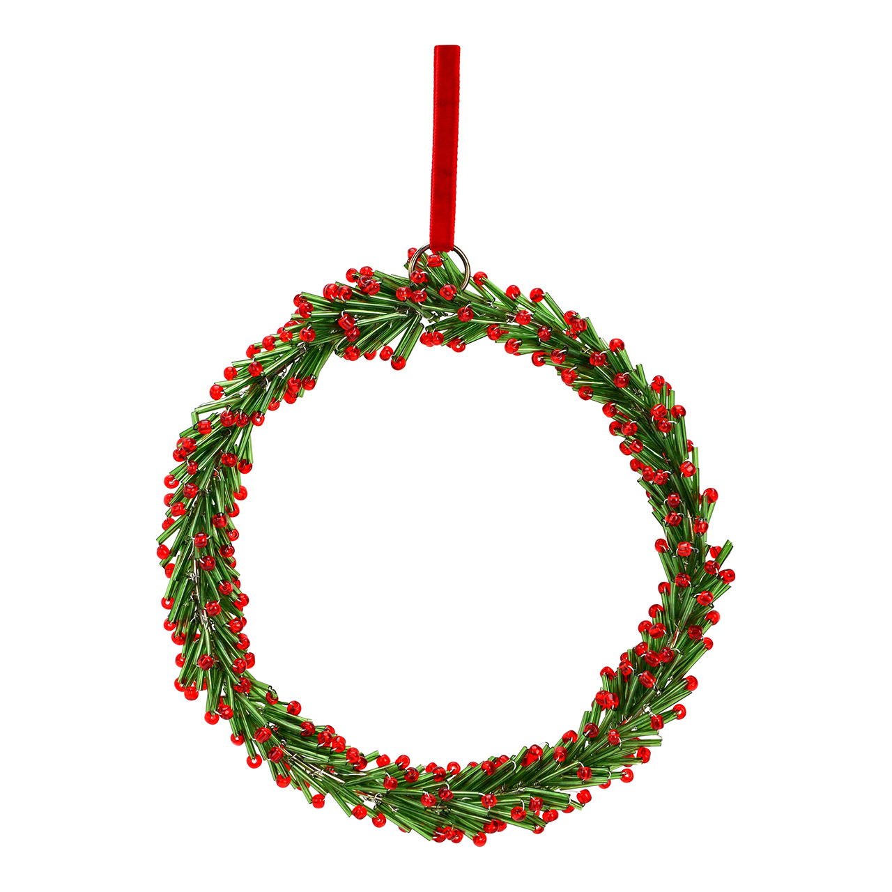Christmas hanging wreath made of glass, green/red (W/H/D) 15x15x2cm