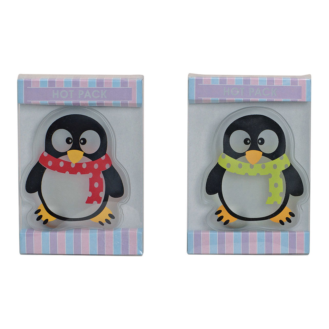 Scaldino tascabile in plastica, pinguino, 2 colori assortiti, L9 x H10 cm