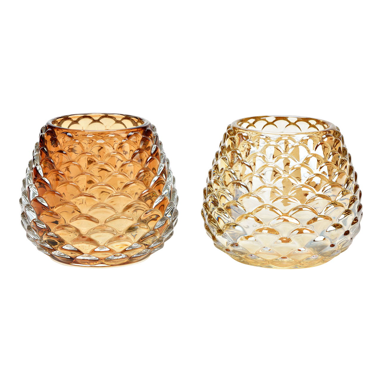 Windlicht Tannenzapfen aus Glas, 2-fach, Braun (B/H/T) 10x9x10cm